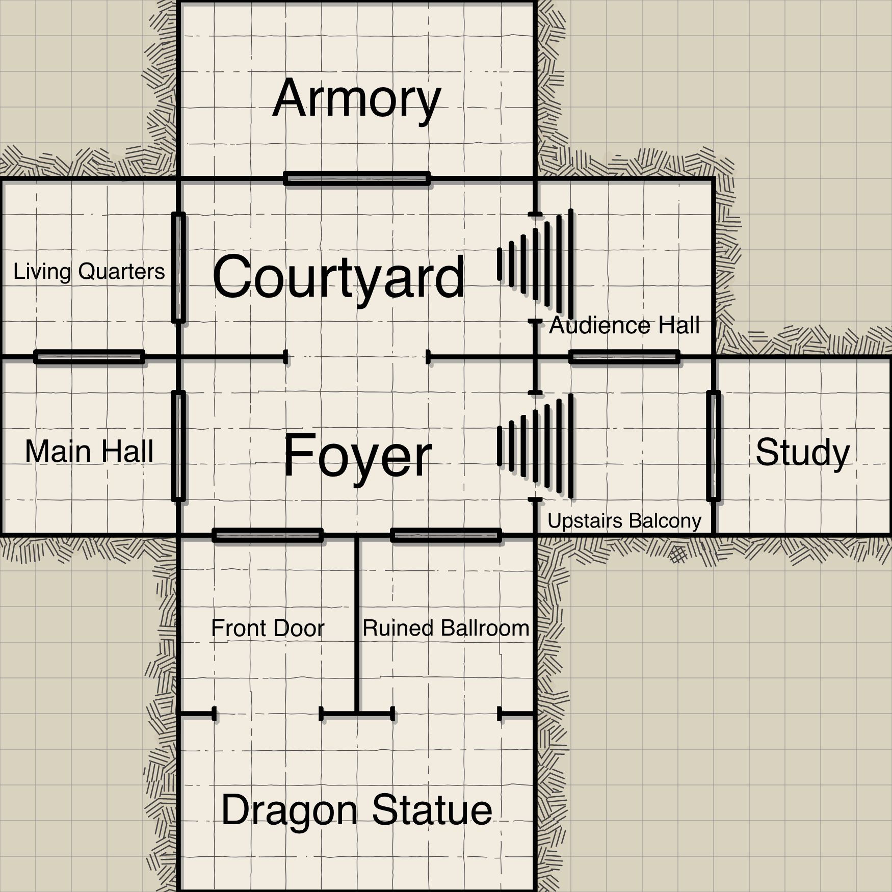 My map of Argynvostholt as a pointcrawl.